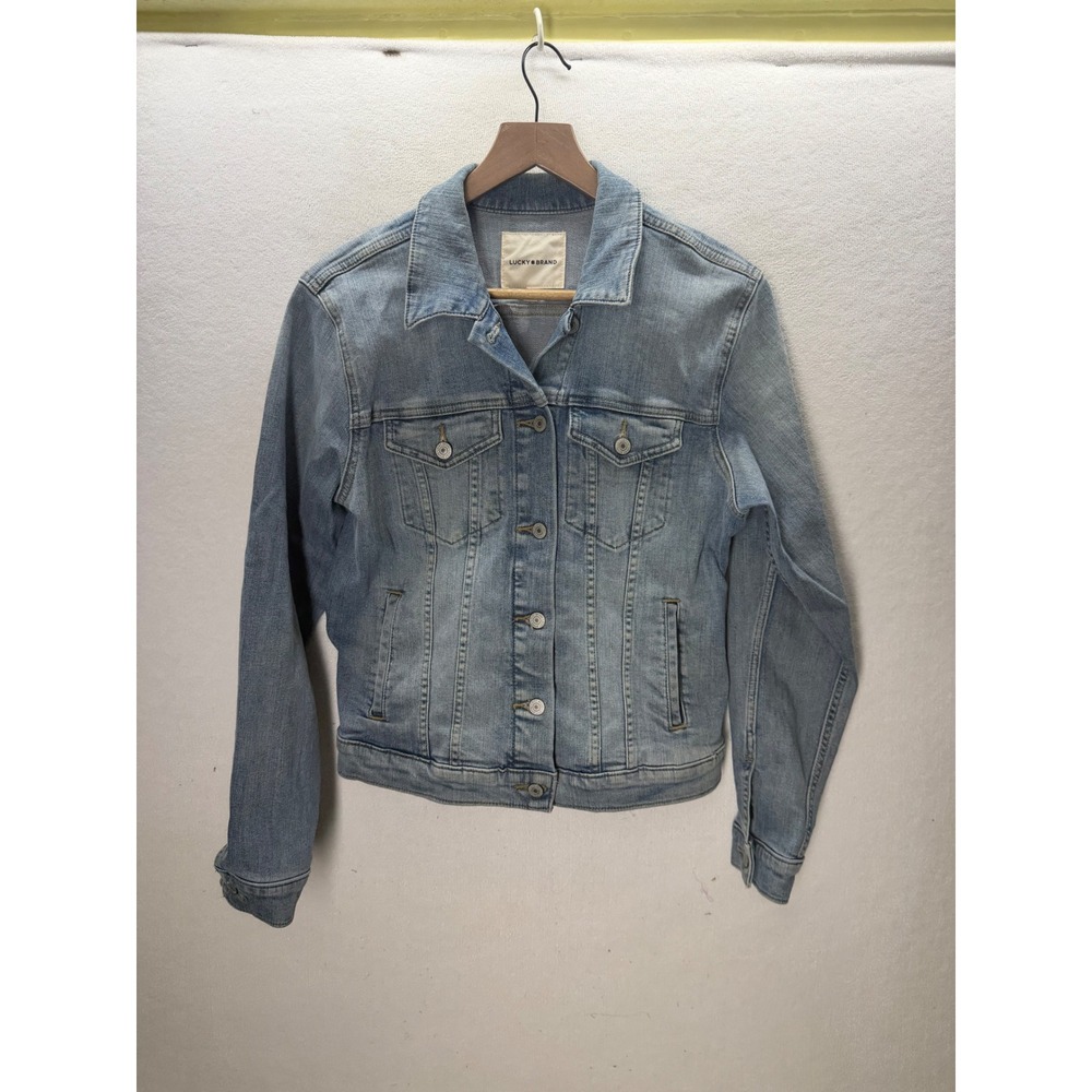 Lucky Brand Denim Jacket Women M Light Blue Classic Cotton Trucker 3582